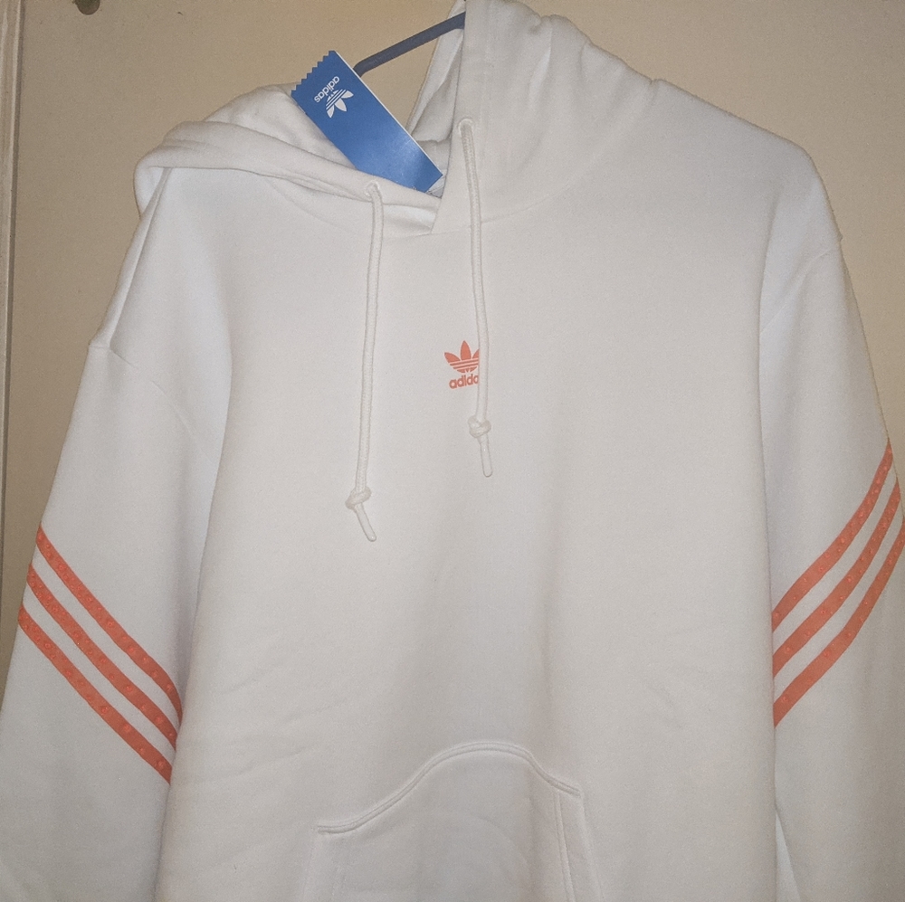 NWT ADIDAS ORIGINALS SWAROVSKI TREFOIL PULLOVER HOODIE WHITE GS2634 Sz XL or 2XL - Picture 5 of 10